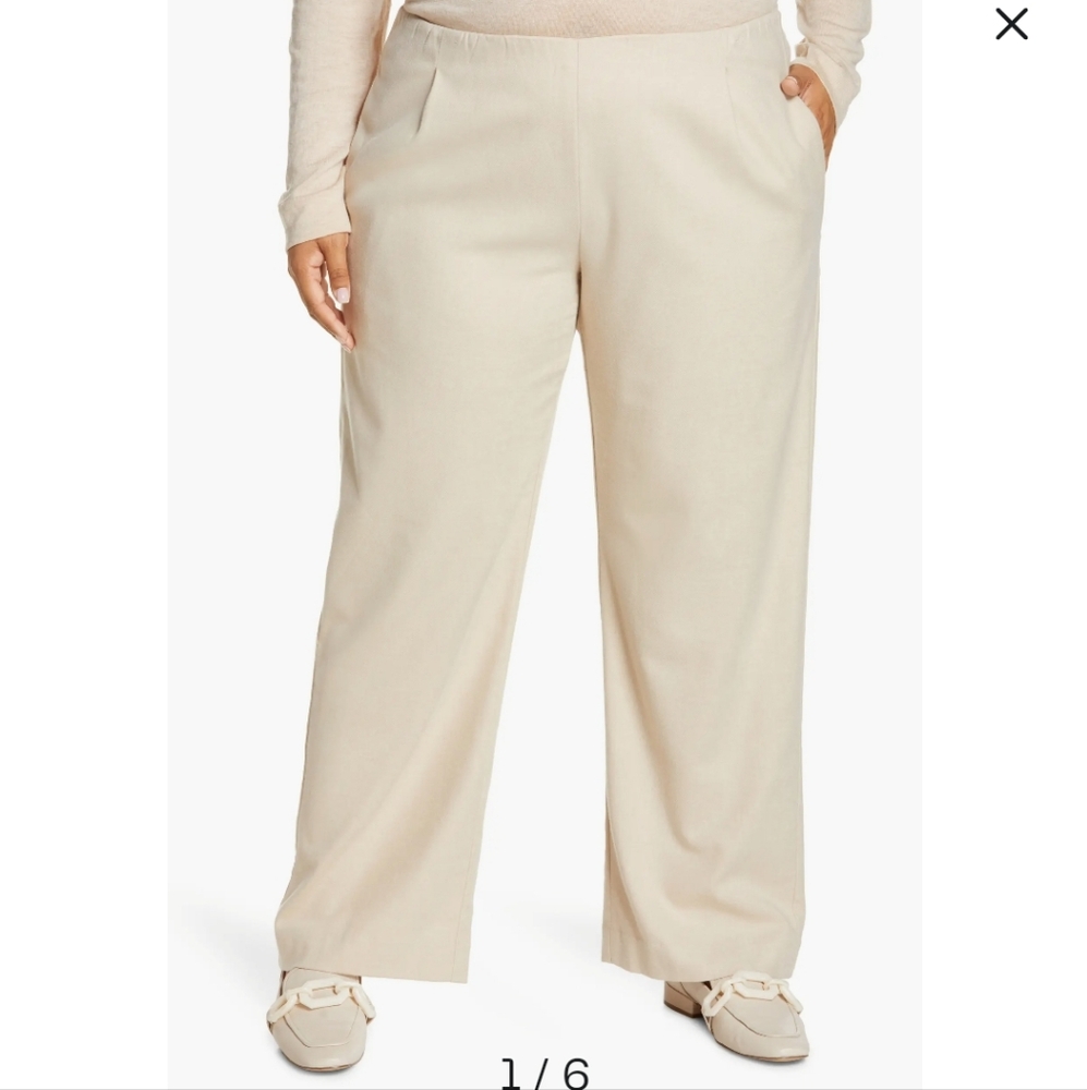 Vince Flannel Pull-On Wide Leg Pants
